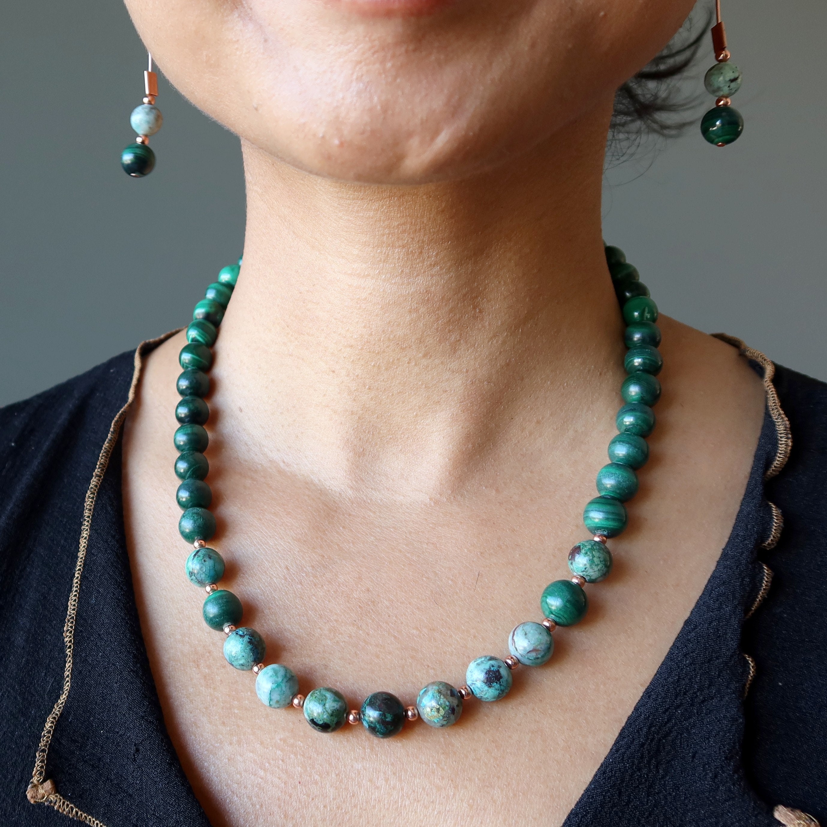 Chrysocolla Malachite Necklace Goddess Crystal Copper