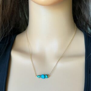 Natural Chrysocolla Necklace Sterling Silver, Strength Stone Gemstone Choker, Healing Blue Crystal Necklace Gold Chain, Metaphysical Gifts