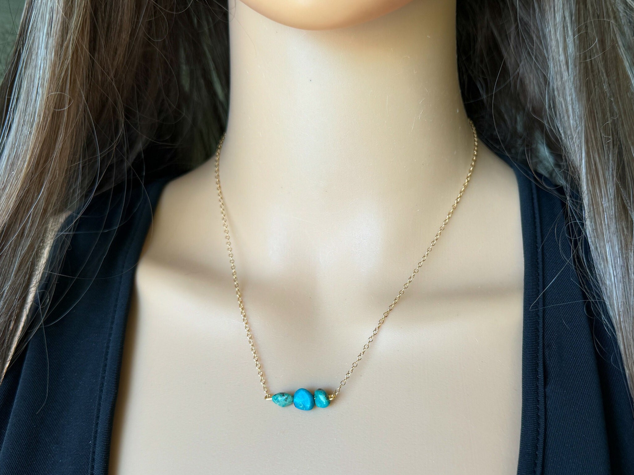Natural Chrysocolla Necklace Sterling Silver, Strength Stone Gemstone Choker, Healing Blue Crystal Necklace Gold Chain, Metaphysical Gifts