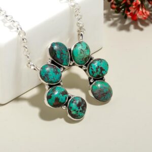 Rare Chrysocolla Necklace: 925 Sterling Silver Gemstone Jewelry
