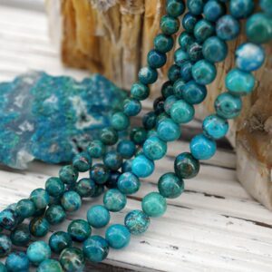 Chrysocolla round beads 3.5-7mm A grade (ETB00164) Peruvian/Unique jewelry/Vintage jewelry/Gemstone necklace