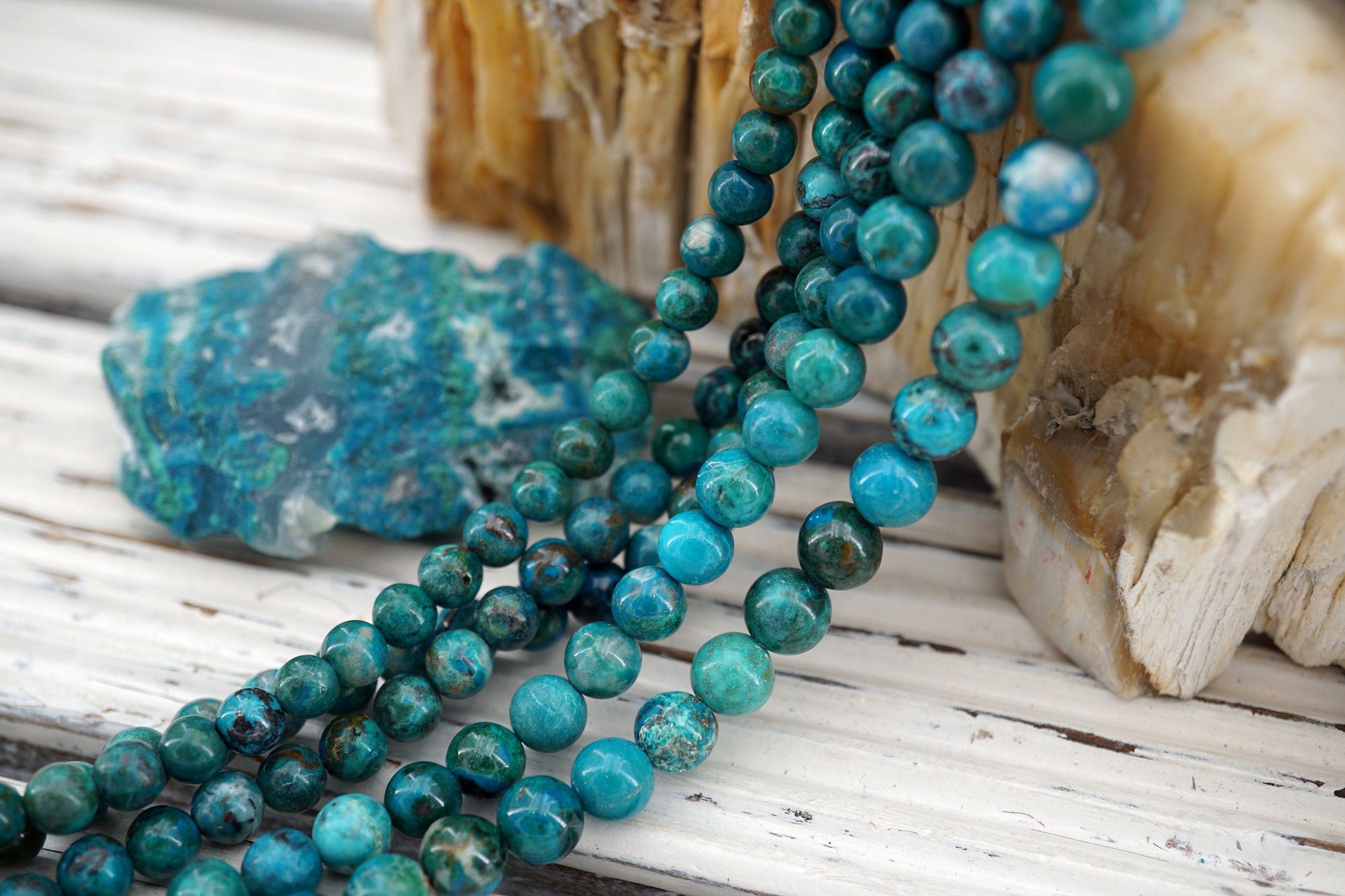 Chrysocolla Round Beads 3.5-7mm A Grade (etb00164) Peruvian/unique Jewelry/vintage Jewelry/gemstone Necklace