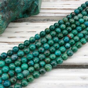 Chrysocolla round beads 5-5.5mm (ETB00970)  Unique jewelry/Vintage jewelry/Gemstone necklace
