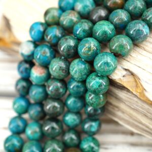Chrysocolla round beads 9-9.5mm (ETB01573)  Unique jewelry/Vintage jewelry/Gemstone necklace