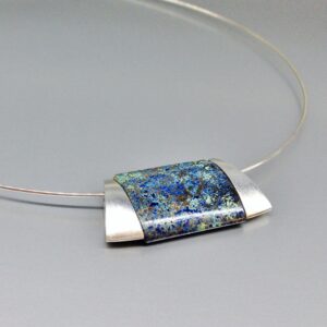 Chrysocolla necklace with silver unique gift for her modern design handmade jewelry with multi color blue natural gemstone DDP US paid