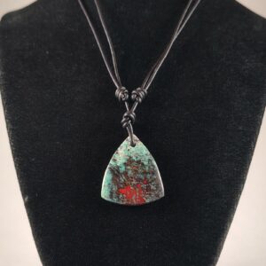 Sonora Sunrise Chrysocolla Adjustable Leather Necklace Handmade by Chris Hay