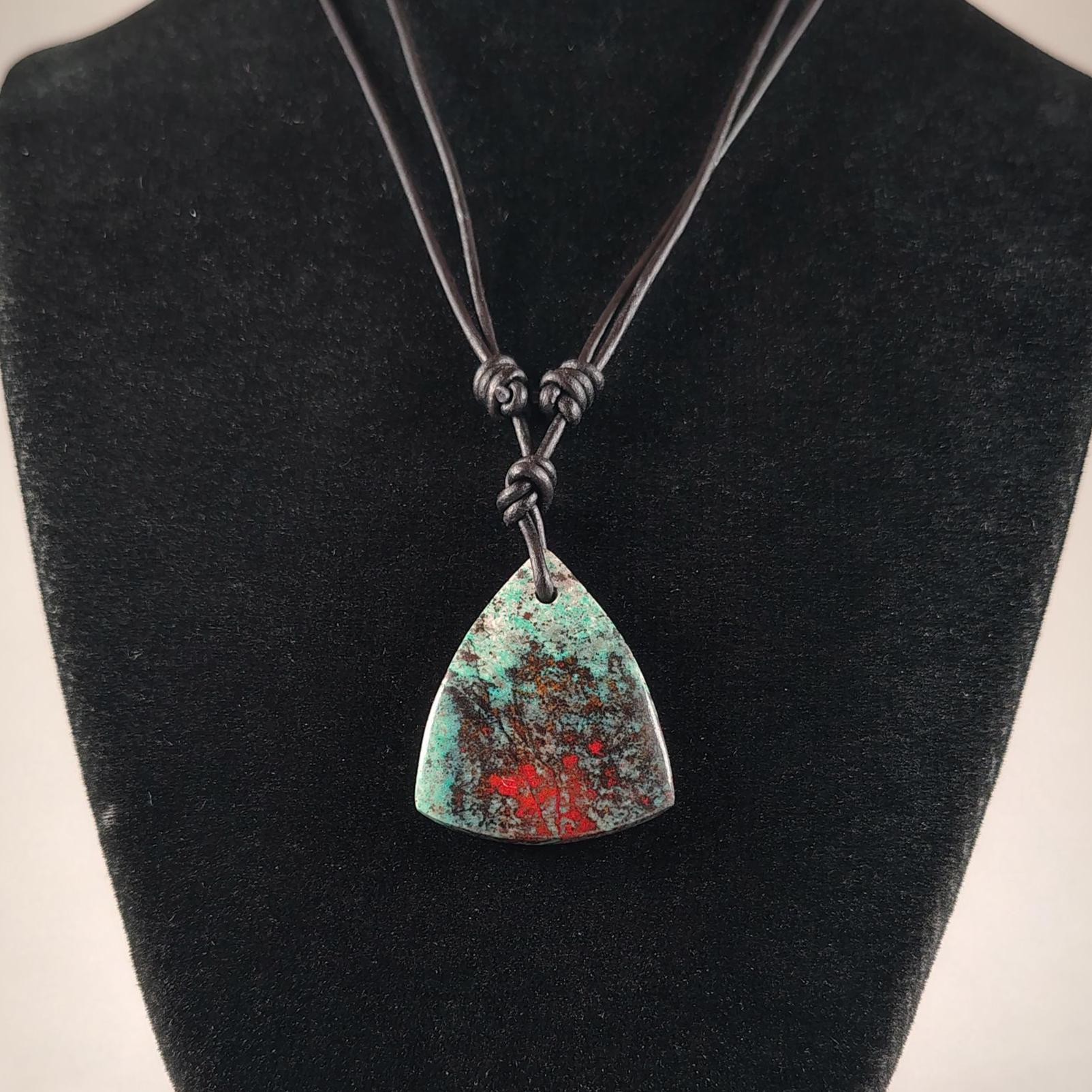 Sonora Sunrise Chrysocolla Adjustable Leather Necklace Handmade By Chris Hay Sonora Sunrise Chrysocolla Adjustable Leather Necklace Handmade By Chris Hay