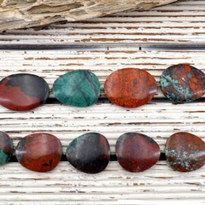 Sonora Sunrise Cuprite Chrysocolla Beads, Rare Gemstone Necklace, 31-33mm