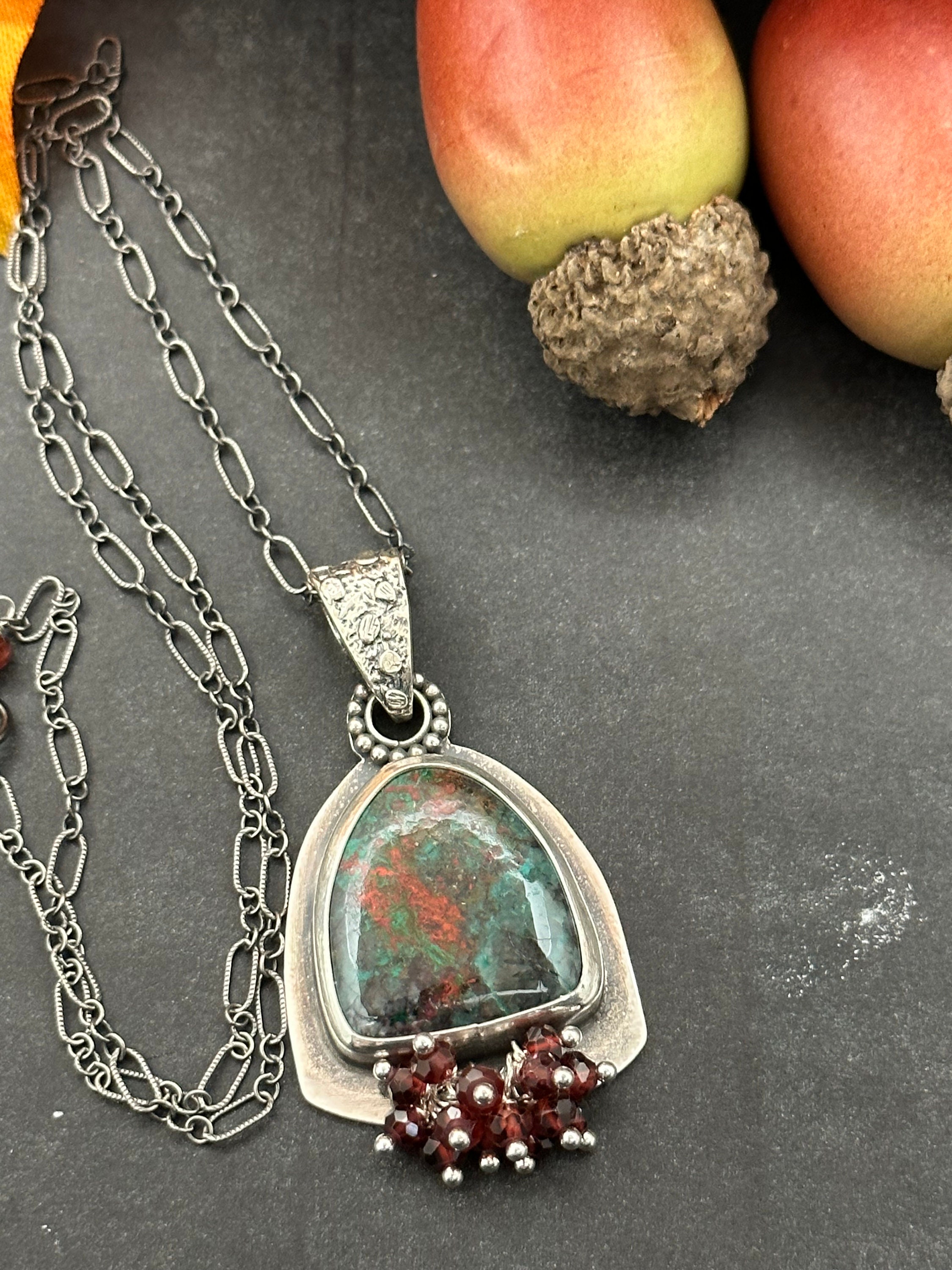 Sonoran Sunset Chrysocolla Cluster Necklace