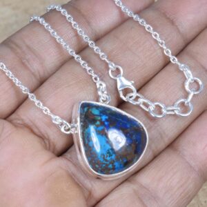 Chrysocolla Sterling Silver Necklace: December Birthstone Jewelry