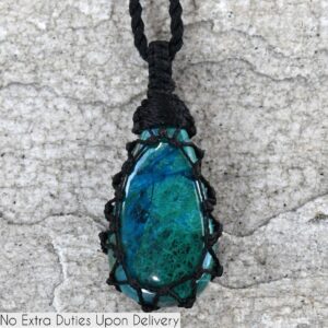 Turquoise Jewelry- Genuine Chrysocolla Malachite Necklace for Women /Men, Bohemian Jewelry, Unique Green- Blue Stone Necklace, Birthday Gift
