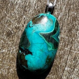Unisex Chrysocolla, Stainless Steel, Healing Stone Necklace with Positive Energy!