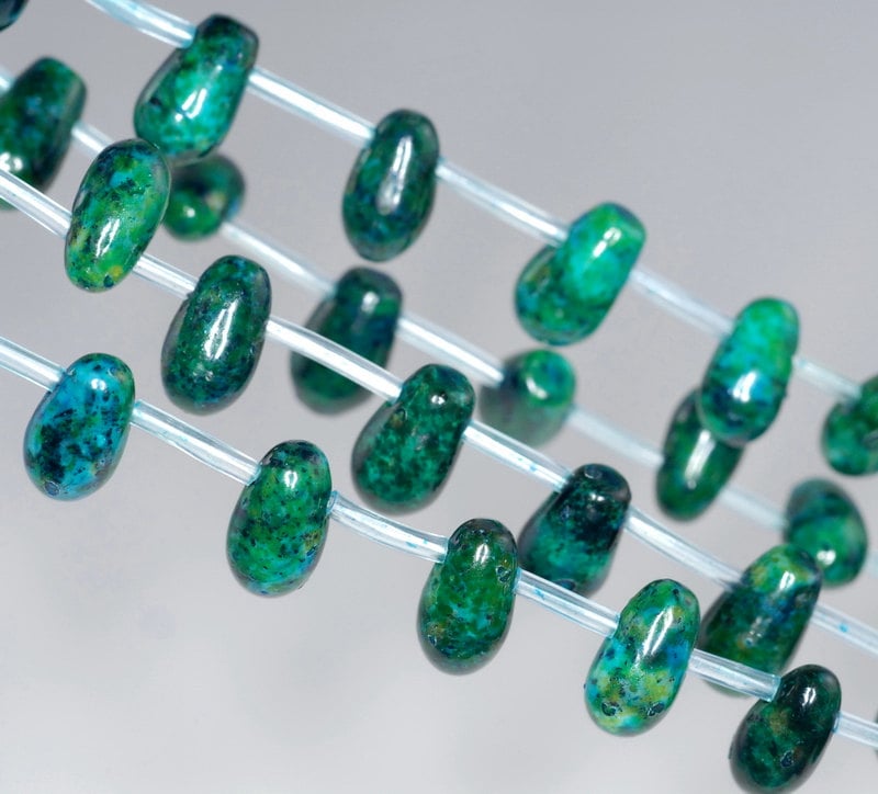 11x7mm Turquoise Chrysocolla Quantum Quattro Gemstone Topdrill Briolette Teardrop Loose Beads 16 Inch Full Strand (90114167-206) 11x7mm Turquoise Chrysocolla Quantum Quattro Gemstone Topdrill Briolette Teardrop Loose Beads 16 Inch Full Strand (90114167-206)