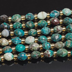 6MM Blue Green Chrysocolla Beads Grade AA Genuine Natural Gemstone Drum Barrel Rice Bead Loose Beads 15"/7.5" Bulk Lot Options