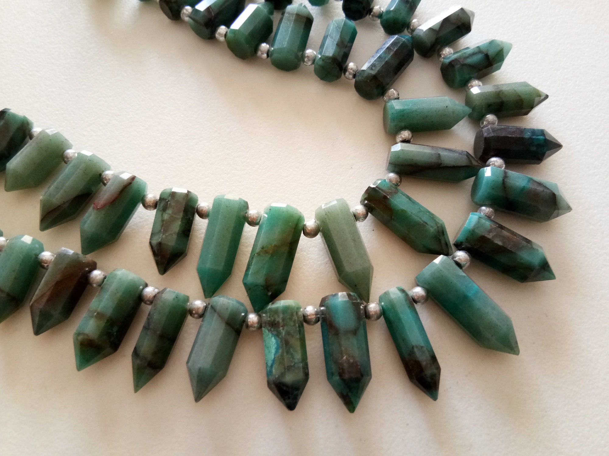 7x20mm Chrysocolla Faceted Pencil Beads, Chrysocolla Beads, Faceted Pencil Briolette Beads For Jewelry (4in To 8in Options) - Ant151