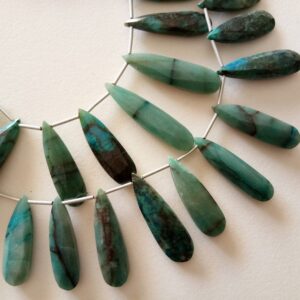 9x20mm-9x36mm Chrysocolla Faceted Long Pear Beads, Chrysocolla Beads, Faceted Pear Briolette Beads for Jewelry (4IN To 8IN Options) - AAG109