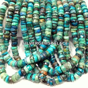 AAA Natural ChrysocollA Faceted Tyre Beads Chrysocolla Heishi Cut Beads Chrysocolla Gemstone Beads Chrysocolla Strand Jewelry Making Beads.