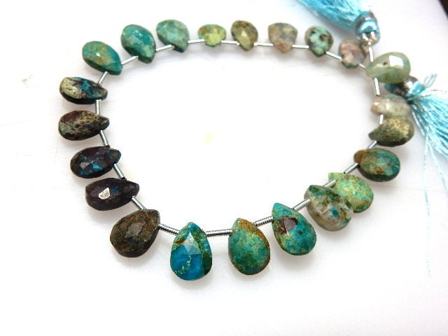 Aaa Natural Chrysocolla Loose Gemstone Beads Pear Drops Briolette Wholesale Price
