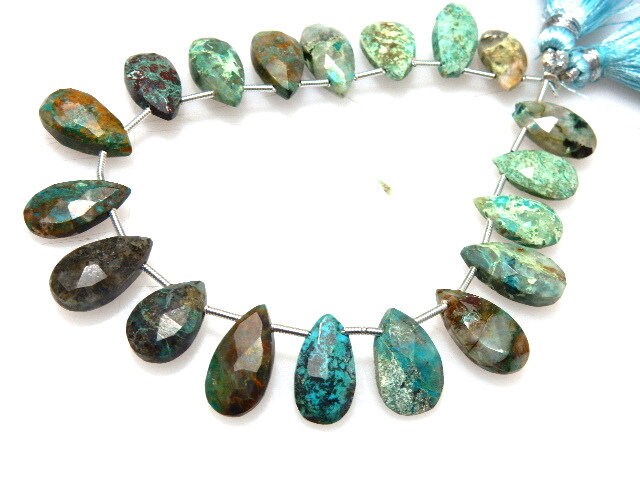 Aaa Natural Chrysocolla Loose Gemstone Beads Pear Drop Briolette Wholesale Diy Jewelry