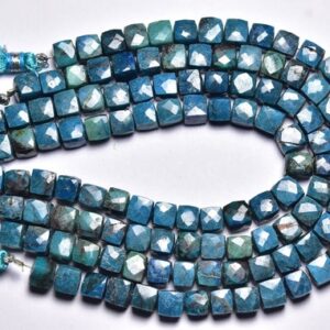 Blue Chrysocolla Cube Beads - 8 inches - Natural Chrysocolla Faceted Cube, Box Briolettes -  Size is 6 -6.5 mm #995