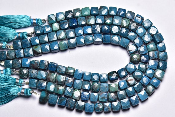 Blue Chrysocolla Cube Beads - 8 Inches - Natural Chrysocolla Faceted Cube, Box Briolettes - Size Is 6 -6.5 Mm #995 Blue Chrysocolla Cube Beads - 8 Inches - Natural Chrysocolla Faceted Cube, Box Briolettes - Size Is 6 -6.5 Mm #995