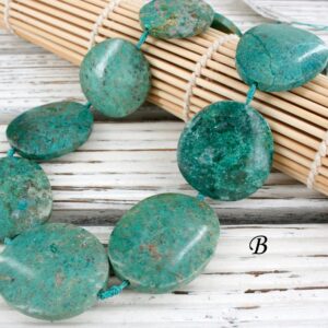 Chrysocolla freeform beads 20.5-37.5mm (ETB01466) Peruvian stone/Unique jewelry/Vintage jewelry/Gemstone necklace