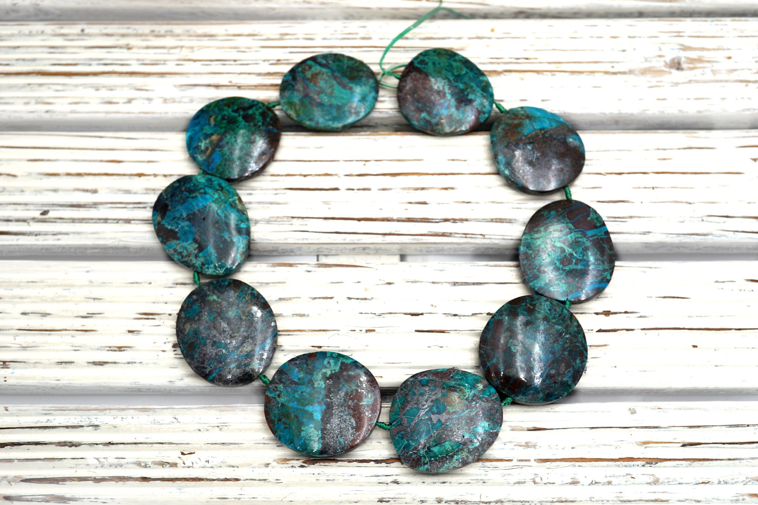 Chrysocolla Freeform Beads 31-33mm (etb00404) Peruvian Stone/unique Jewelry/vintage Jewelry/gemstone Necklace Chrysocolla Freeform Beads 31-33mm (etb00404) Peruvian Stone/unique Jewelry/vintage Jewelry/gemstone Necklace
