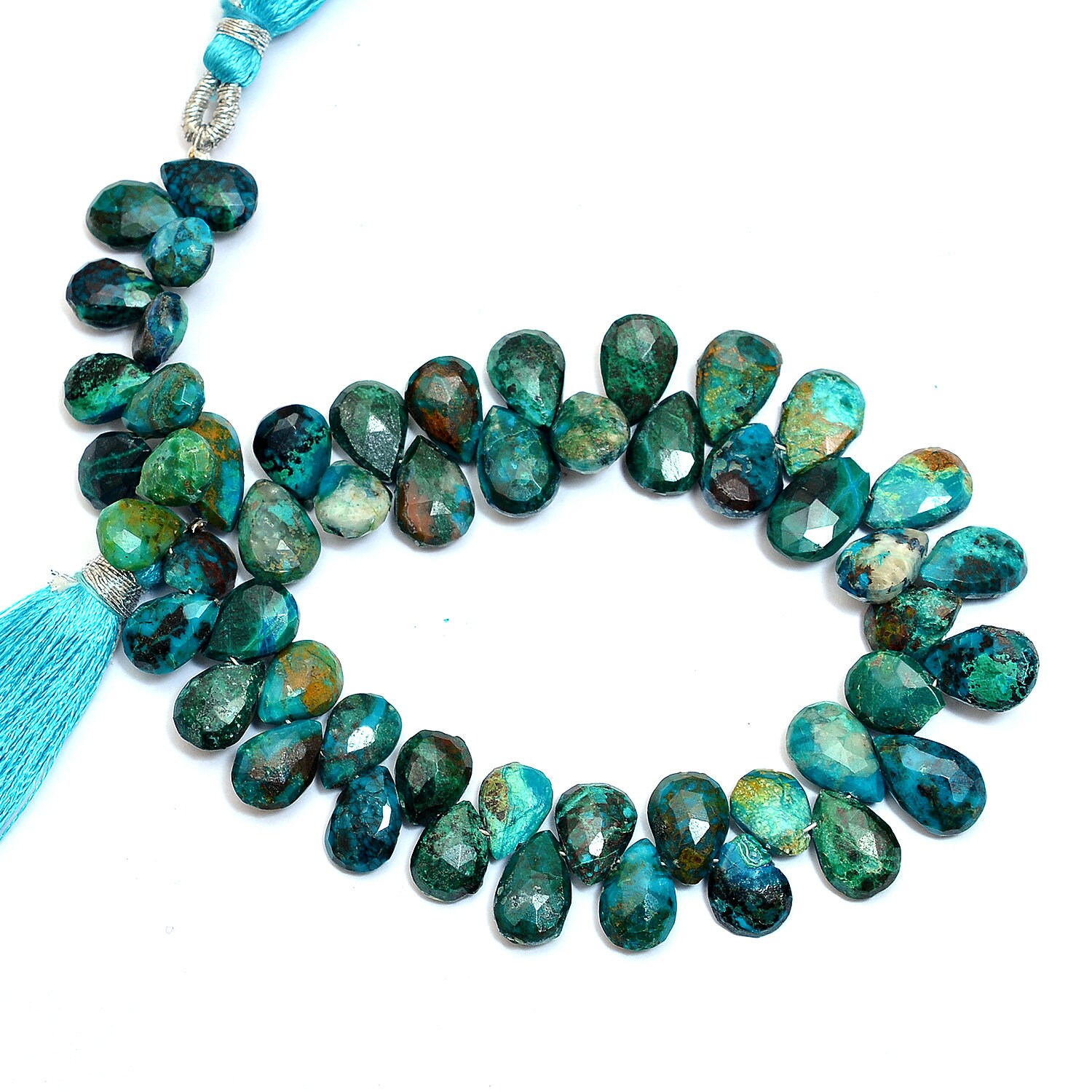 Chrysocolla Gemstone Faceted 6x9mm Pear Briolette Loose Beads | Natural Chrysocolla Semi Precious Gemstone Briolette For Jewelry | 8"strand Chrysocolla Gemstone Faceted 6x9mm Pear Briolette Loose Beads | Natural Chrysocolla Semi Precious Gemstone Briolette For Jewelry | 8"strand