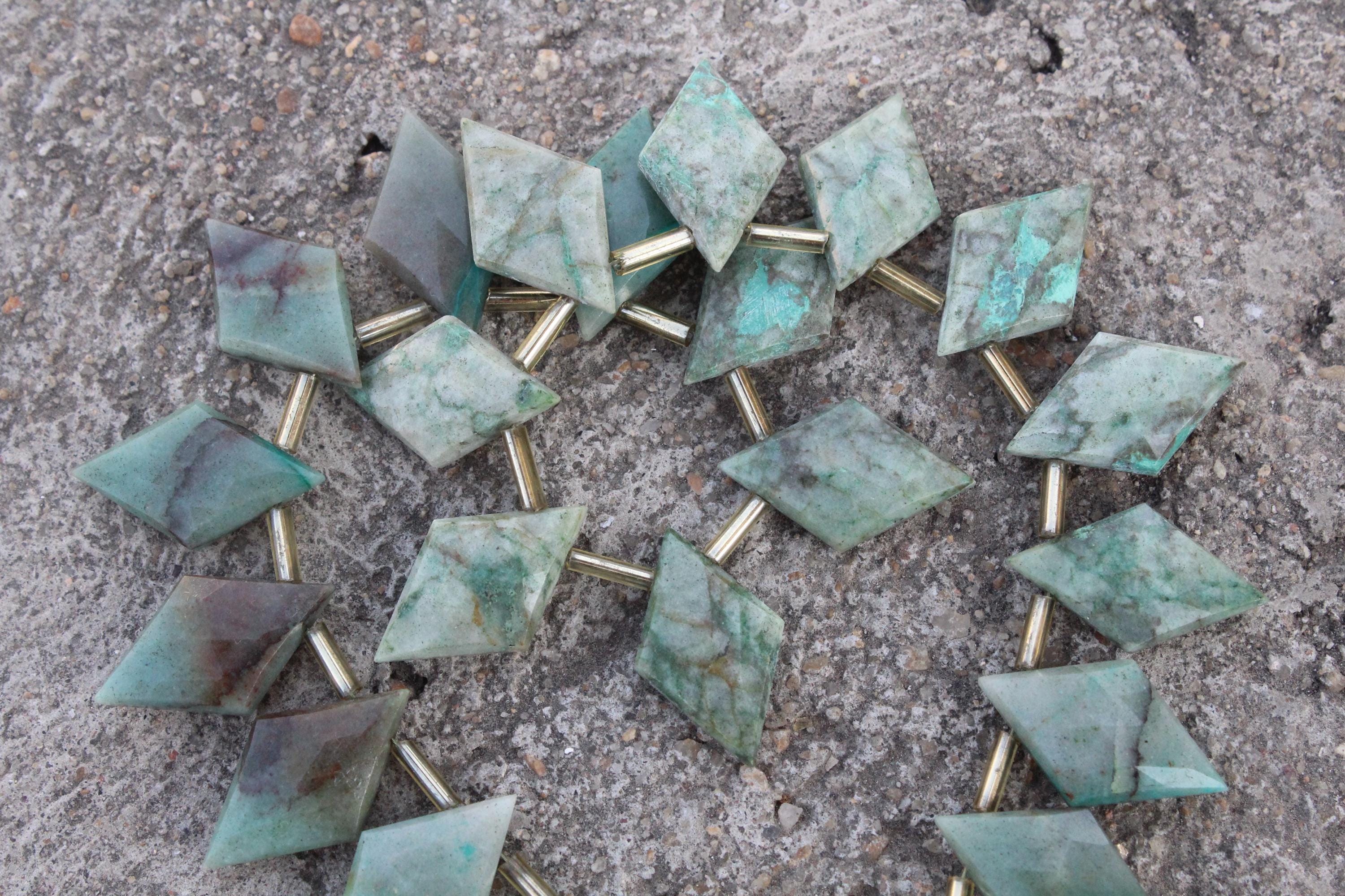 Chrysocolla Gemstone Faceted Briolette Beads I 10-piece Rhombus-shaped I Size: 20--21 Mm App I Jewelry Setting (c126)