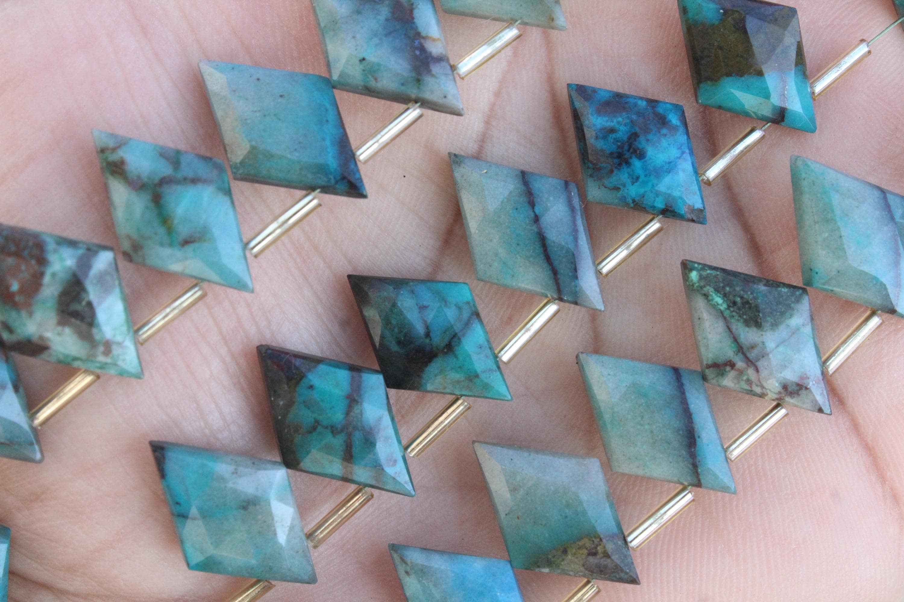 Chrysocolla Gemstone Faceted Briolette Beads I 10-piece Rhombus-shaped I Size: 20x21 Mm App I Jewelry Setting (c124)