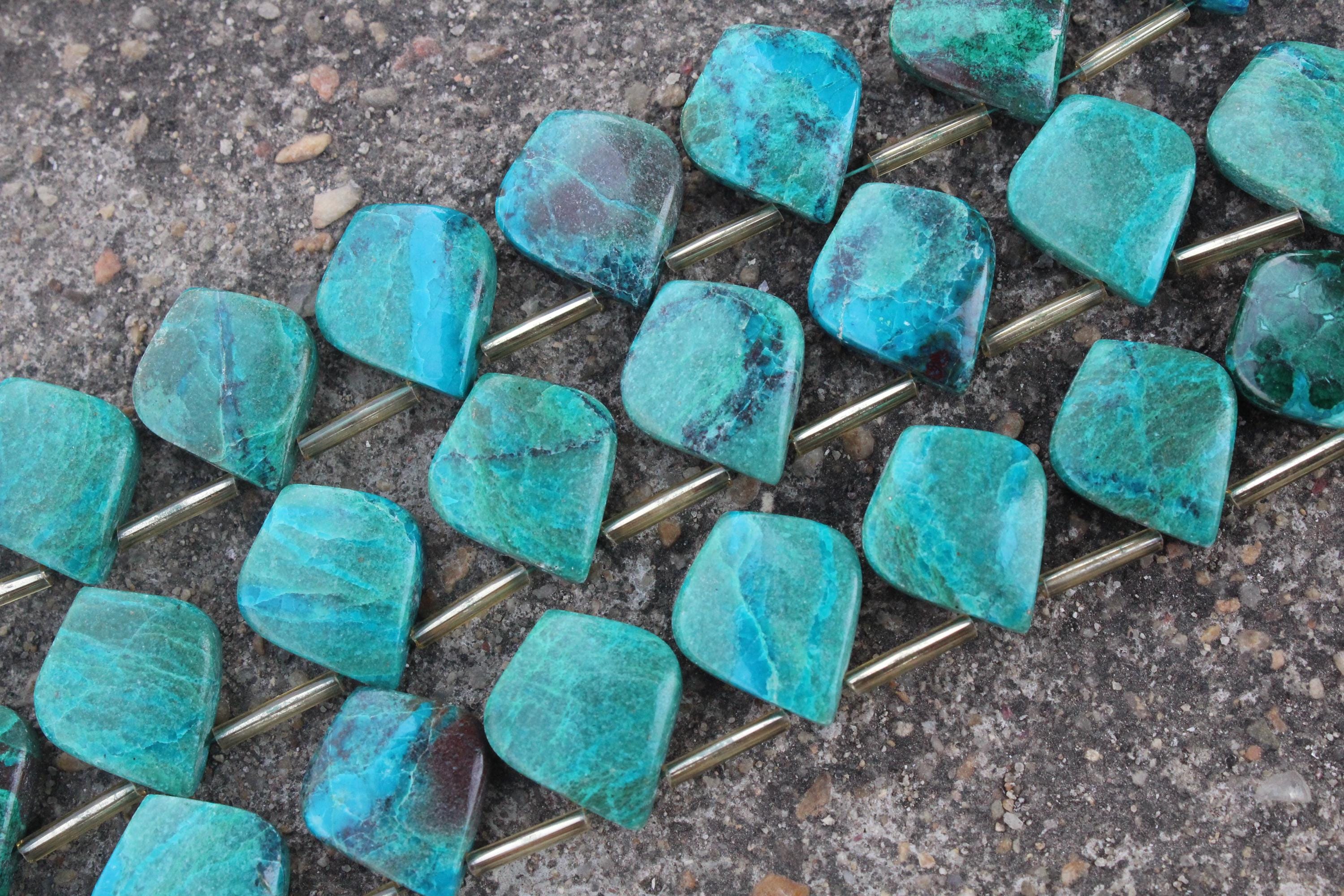 Chrysocolla Gemstone Smooth Briolette Beads | 10-piece Leaf-shaped | Size: 15x18 Mm | Make Jewelry (c156)