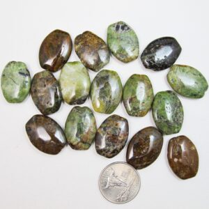 Green Chrysocolla oval beads 18x25mm. Natural gemstone beads. Foacl beads  Rustic. SIX pieces
