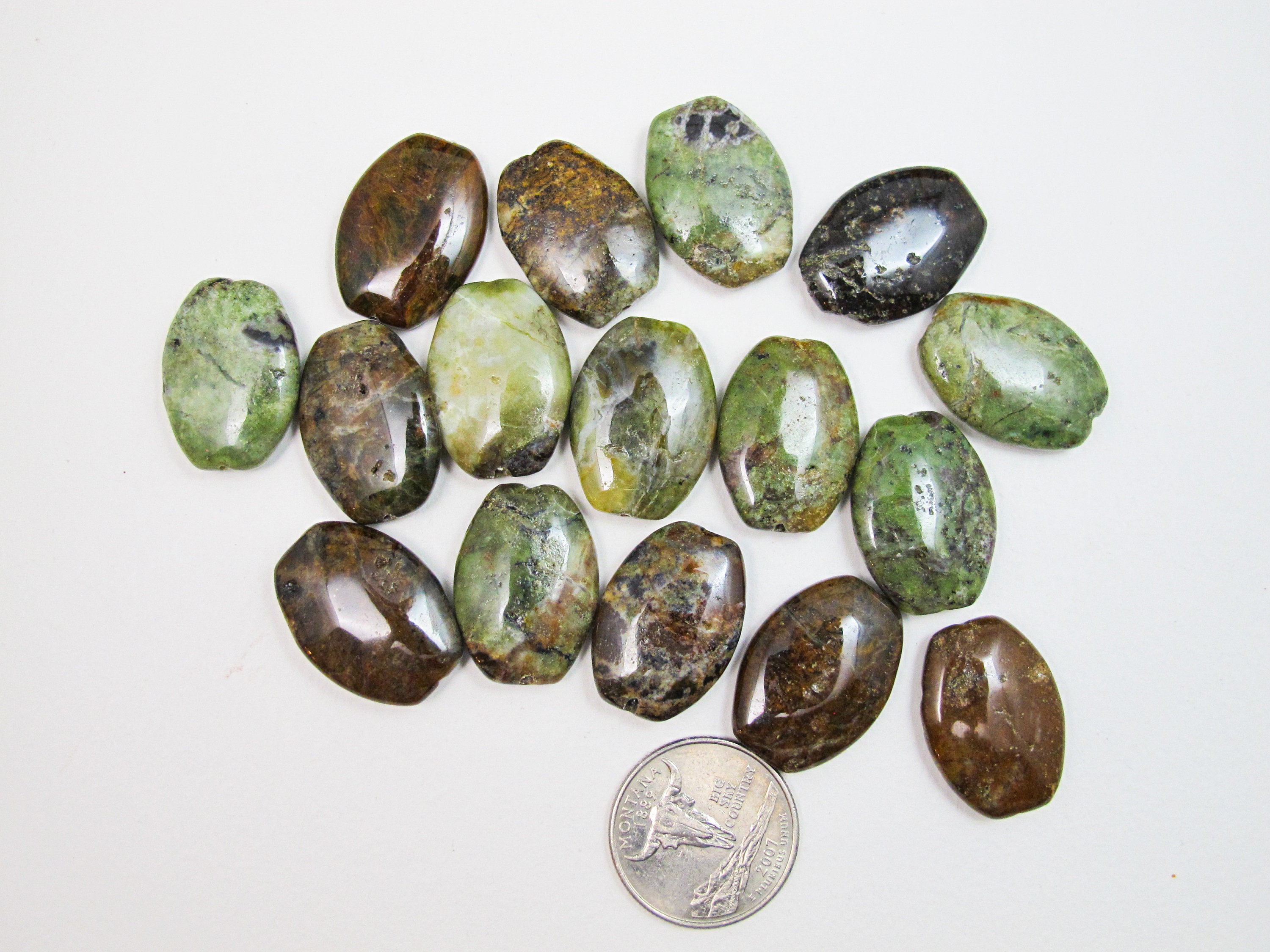 Green Chrysocolla Oval Beads 18x25mm. Natural Gemstone Beads. Foacl Beads  Rustic. Six Pieces