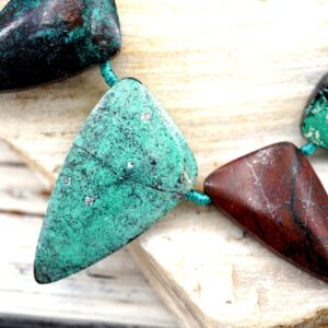Sonora Sunrise Sunset Cuperite Chrysocolla Triangle Beads (etb00925) Unique Jewelry/vintage Jewelry/gemstone Necklace