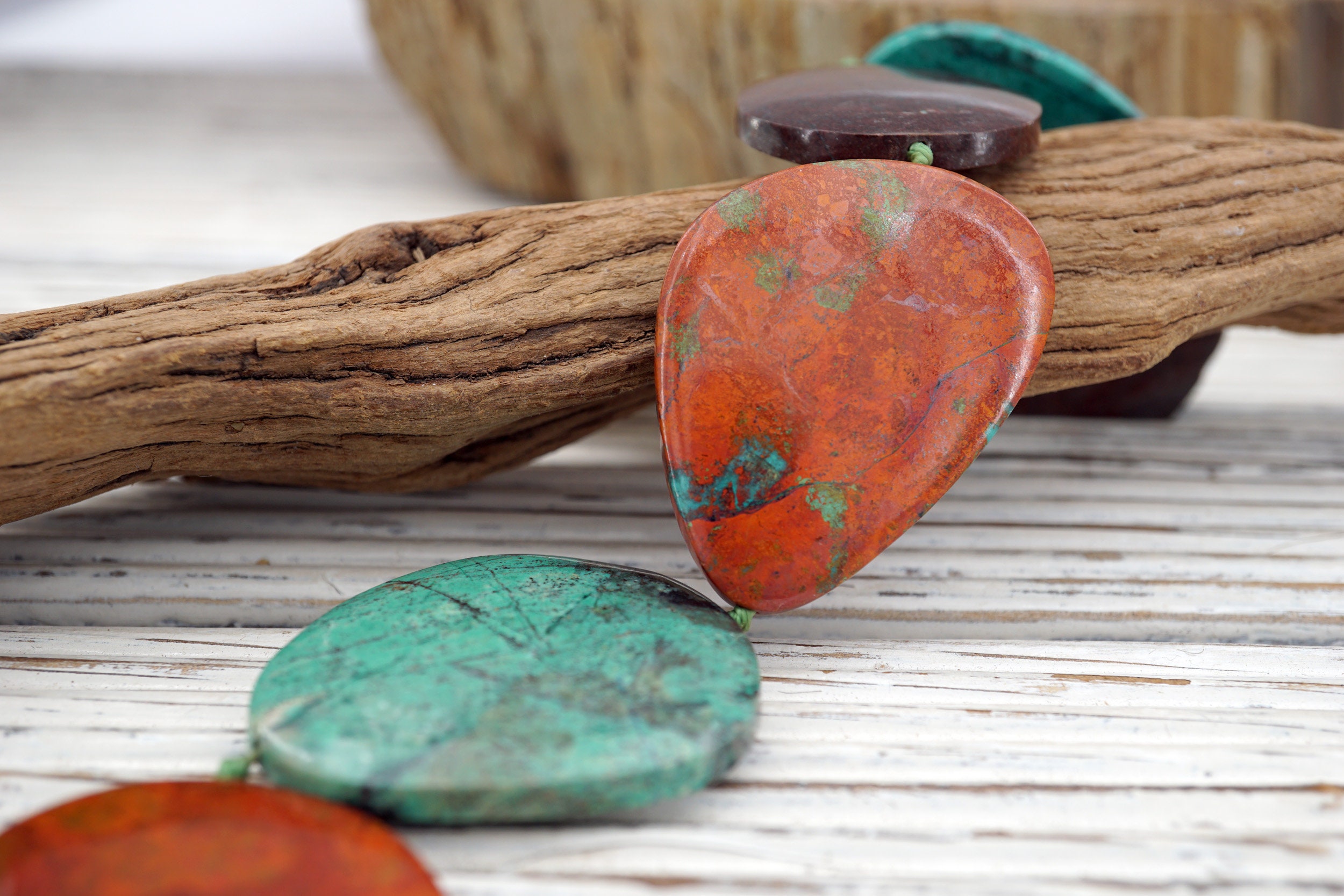 Sonoran Sunrise Sunset Cuperite Chrysocolla Freeform Beads (etb00928) Unique Jewelry/vintage Jewelry/gemstone Necklace