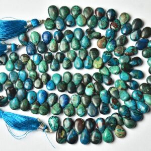 Super Quality Chrysocolla  Pear Beads - 7 inches - Beautiful Natural Smooth Chrysocolla Pear Briolette - Size is 8x6 - 7.5x5.5mm #2142