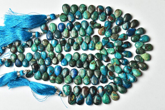 Super Quality Chrysocolla Pear Beads - 7 Inches - Beautiful Natural Smooth Chrysocolla Pear Briolette - Size Is 8x6 - 7.5x5.5mm #2142 Super Quality Chrysocolla Pear Beads - 7 Inches - Beautiful Natural Smooth Chrysocolla Pear Briolette - Size Is 8x6 - 7.5x5.5mm #2142