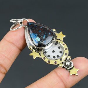 African Chrysocolla Sterling Silver Pendant: Handmade Gemstone Jewelry