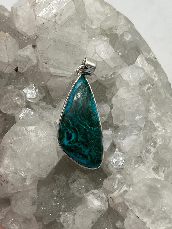Amazing Chrysocolla In Malachite Pendant