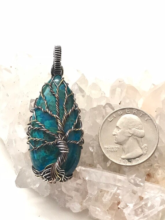 Beautiful Chrysocolla Tree Of Life Pendant