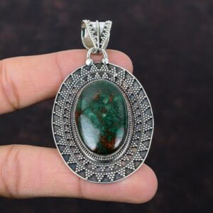 Cuprite Chrysocolla Pendant: Handmade 925 Sterling Silver Vintage Jewelry