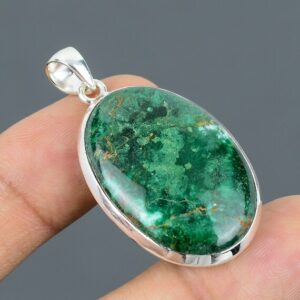 Cuprite Chrysocolla Sterling Silver Pendant: Handmade Gemstone Jewelry