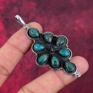 Dainty Chrysocolla Gemstone Silver Pendant, Designer Handmade Pendant, Boho Jewelry, 925 Sterling Silver Gemstone Pendant, Gift For Women