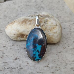 Chrysocolla Gemstone Necklace: Handmade 925 Sterling Silver Boho Pendant