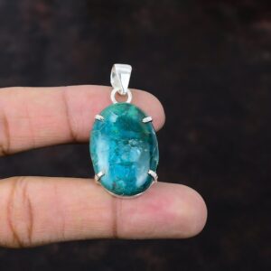 Chrysocolla Pendant: Handmade 925 Sterling Silver Gemstone Jewelry