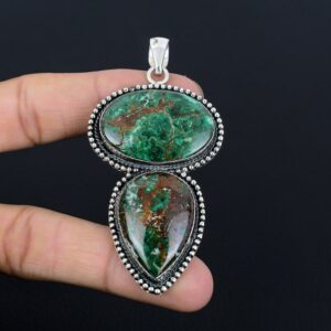 Handmade Cuprite Chrysocolla 925 Sterling Silver Pendant
