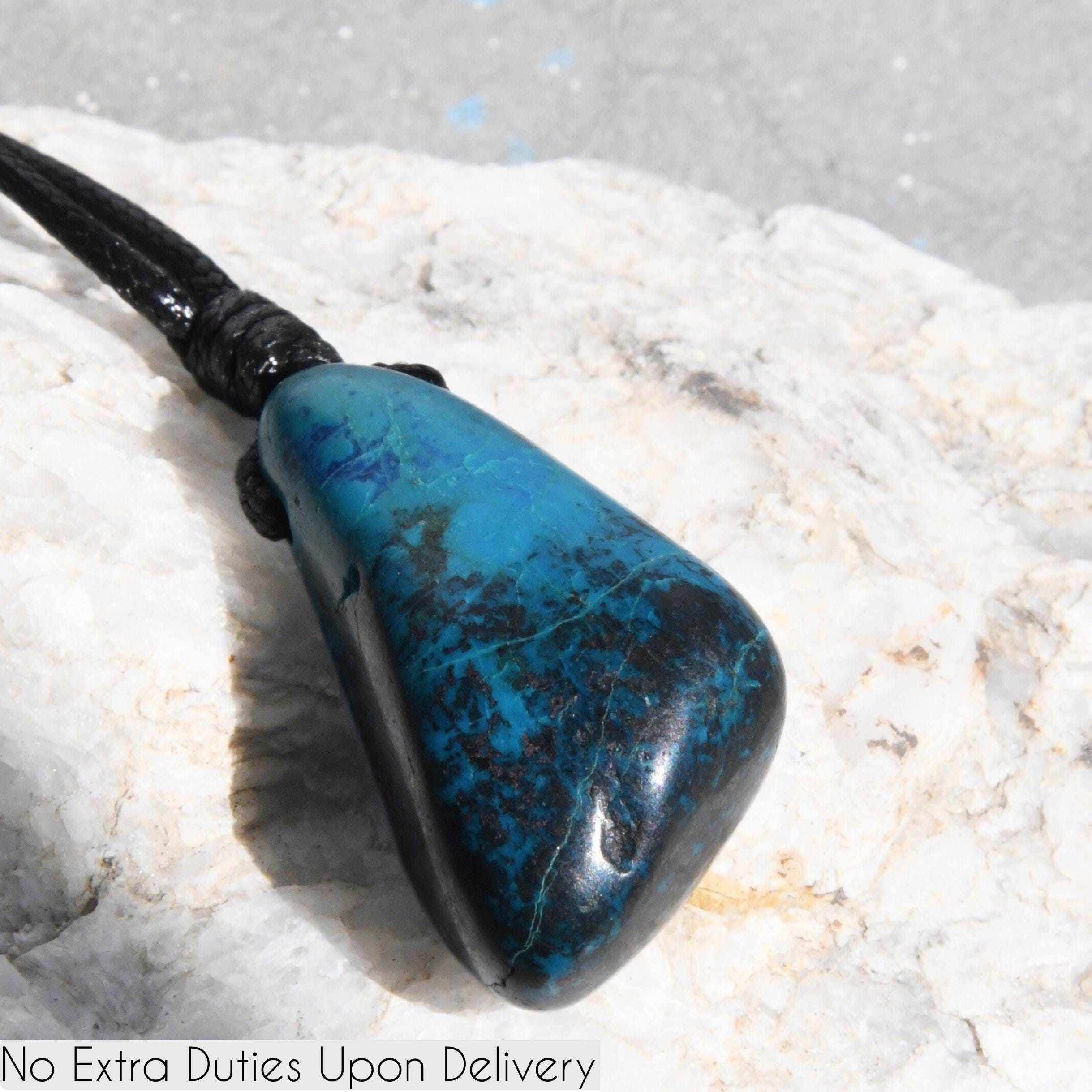 Chrysocolla Jewelry For Men & Women, Turquoise Necklace /blue Crystal Pendant, Festival Accessories - Hippie Gifts