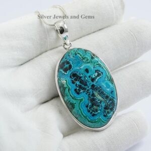Chrysocolla Malachite Pendant, 925 Sterling Silver Pendant, Gift For Mom, Green Gemstone Pendant, Women Pendant, Handmade Pendant For Her