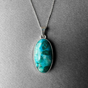 Natural Chrysocolla Silver Necklace, Chrysocolla Stone Pendant, Special Collection Piece, Blue Green Chrysocolla Necklace, Skin Touch Design