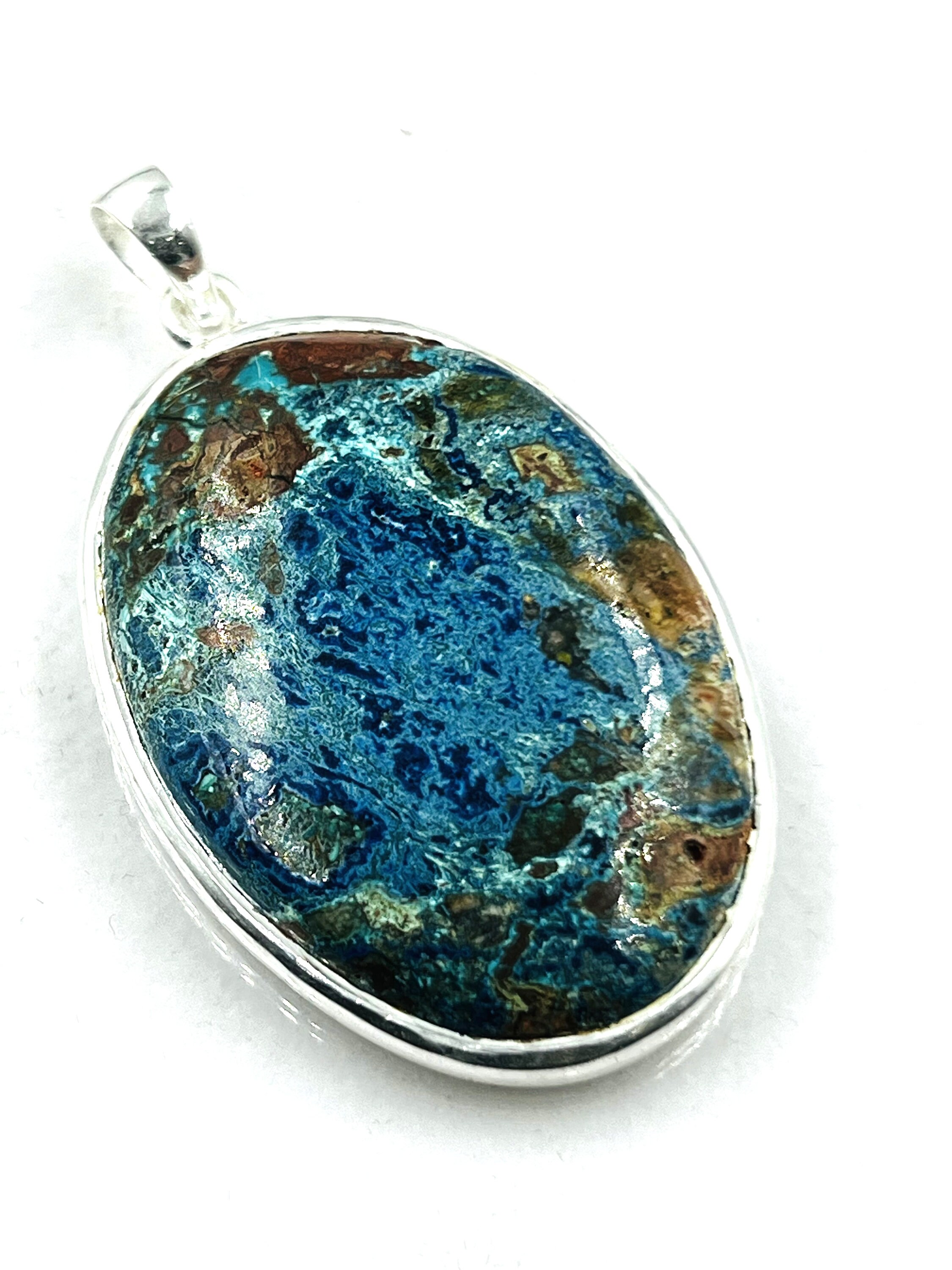 Chrysocolla Pendant: Sterling Silver Gemstone Necklace